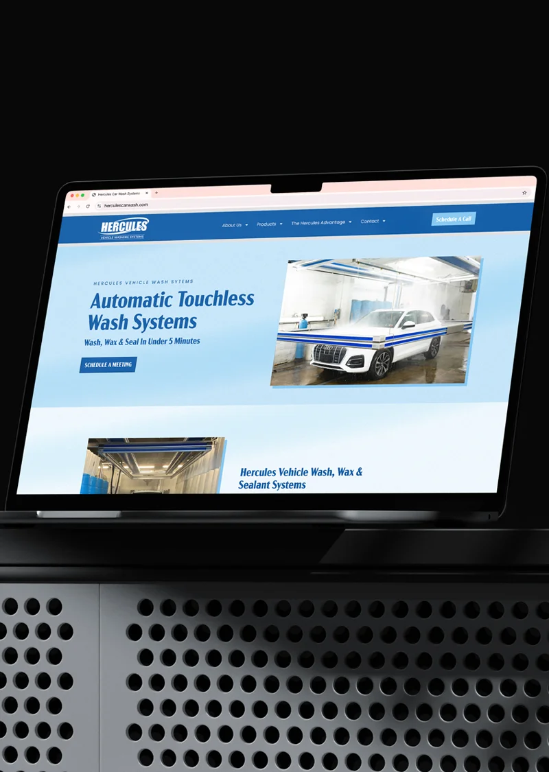 Hercules Car wash website on laptop