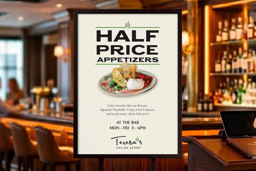 Teresa's Italian Eatery Half Price Appetizers poster